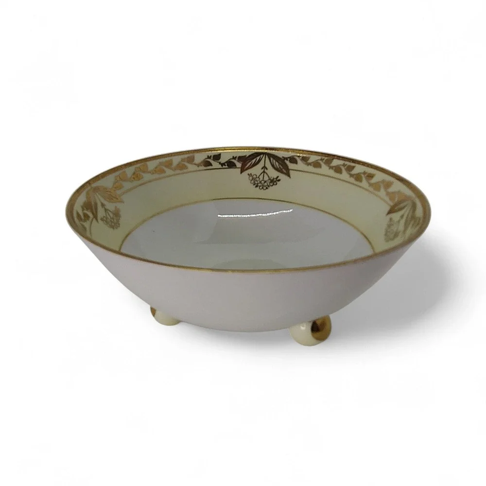 Footed Bowl Gold Floral Accent Decorative Bowl Candy Dish - Approx 5.5